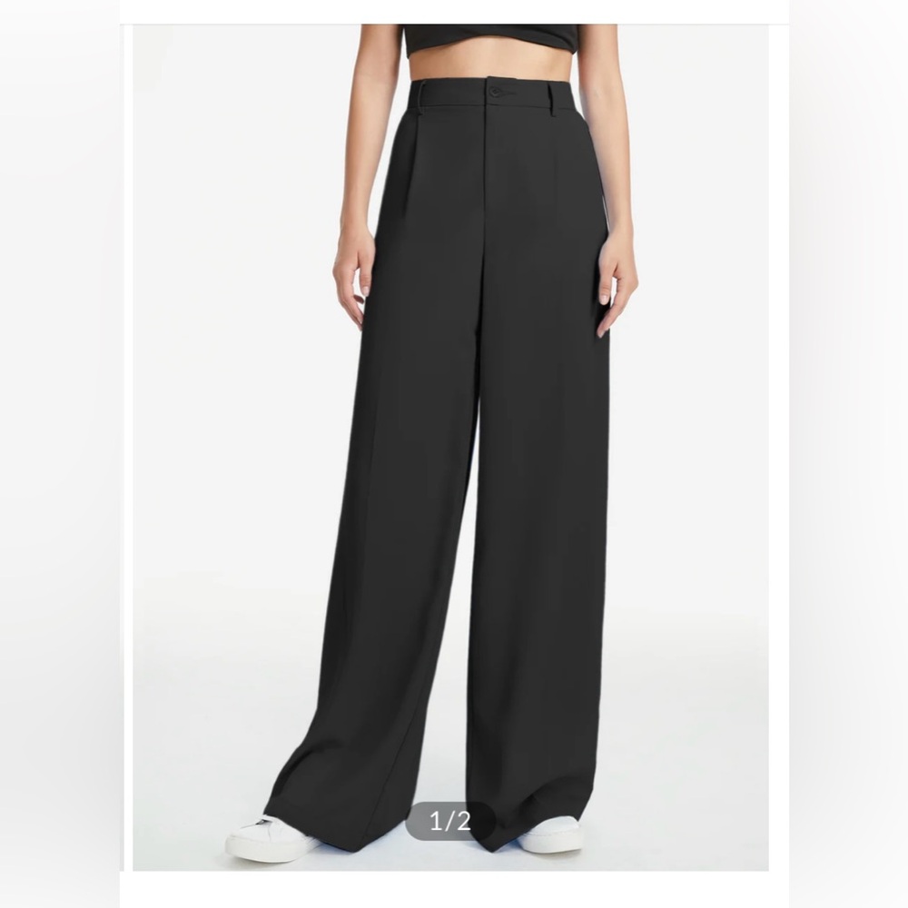 High waisted relaxed fit trousers